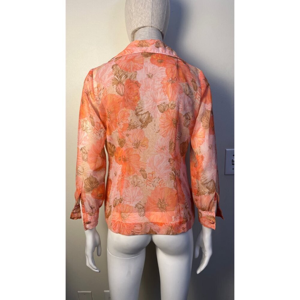 VINTAGE FLORAL 50'S  SHEER JACKET M - Picture 6 of 6